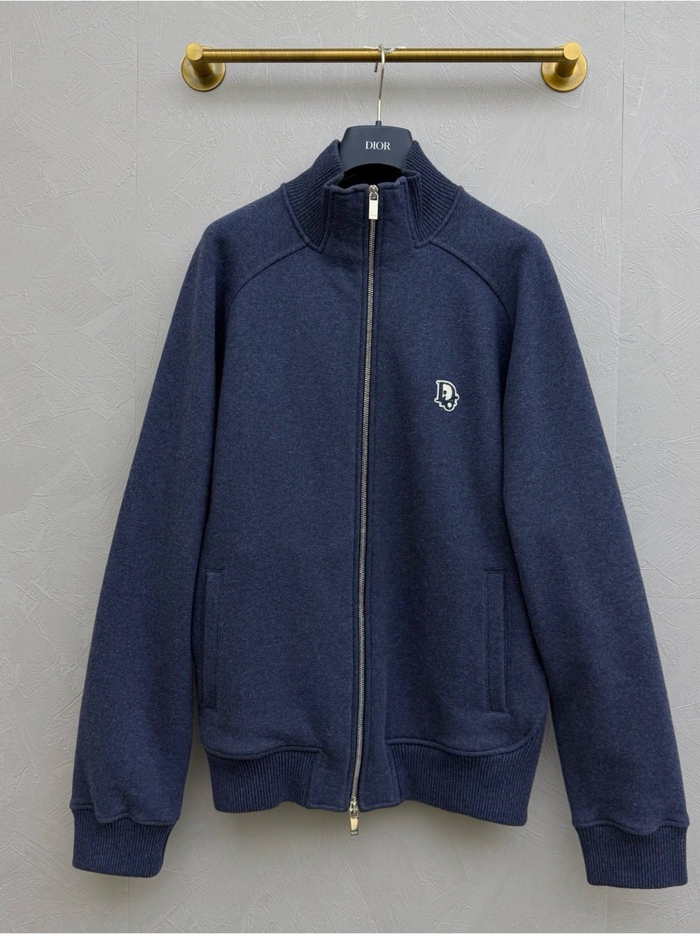 Dior Men's Navy Full-Zip Knit Jacket